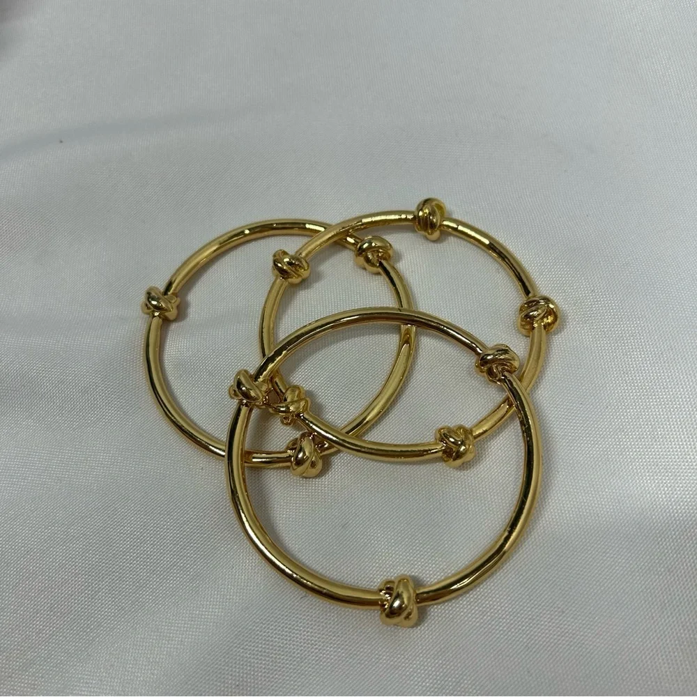 3 Gold Bangle Bracelets Knots Metal Women’s Jewelry
